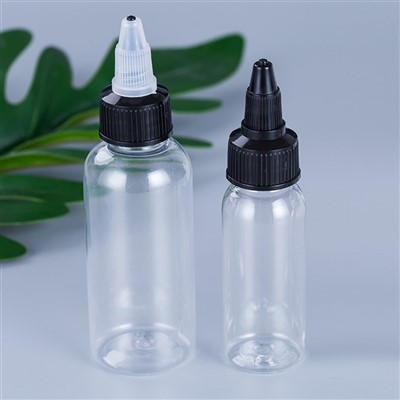 Botol Plastik Jus Cair Minyak Esensial Bening dengan Tutup Putar