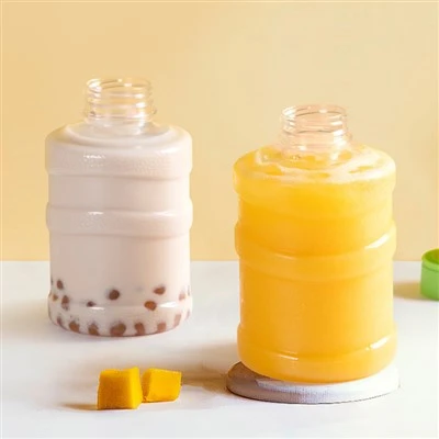 Botol Teh Susu Minuman Plastik Logo Kustom Dengan Tutup